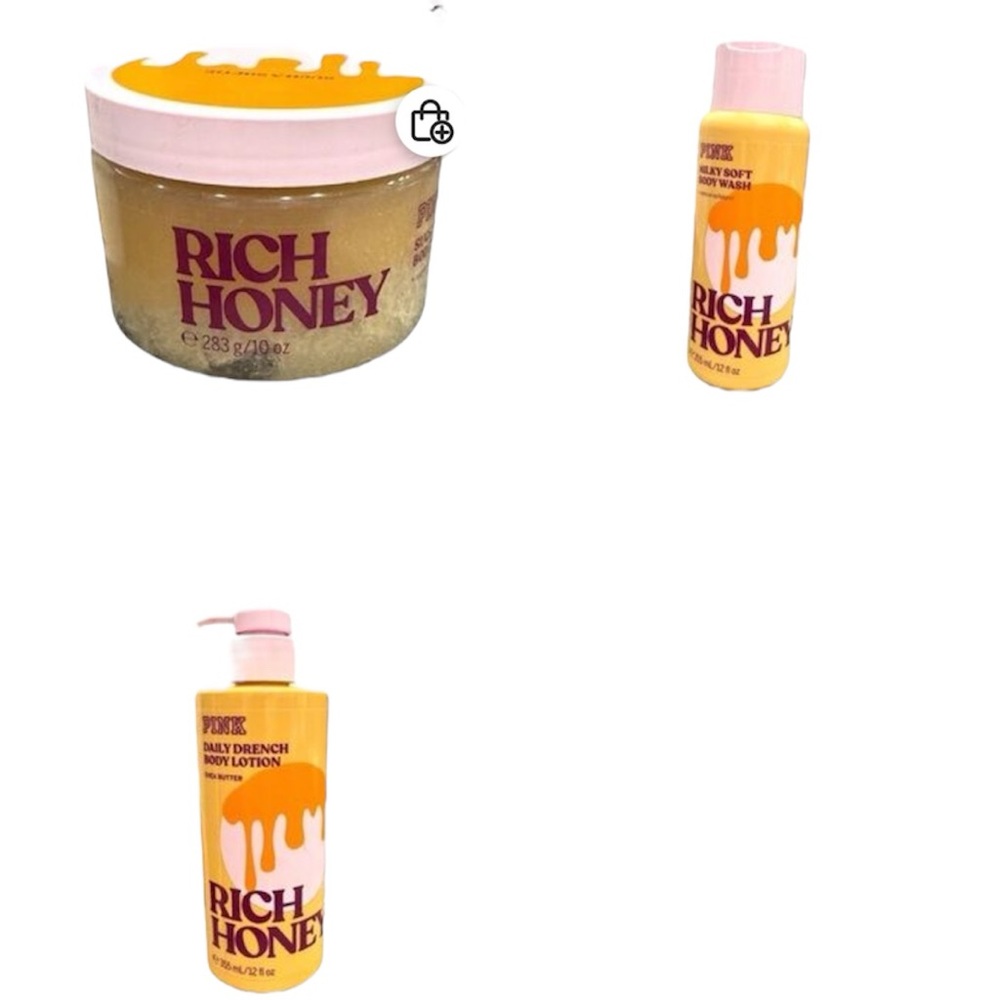 Victoria’s Secret PINK Rich Honey Body Lotion Scrub & Wash Set NWT